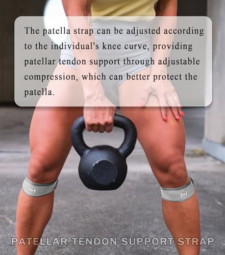 Image of 2 Pack Patellar Tendon Support Strap for Knee Pain Relief, Patella Knee Brace with EVA Semi-circular Tube, Tendonitis, Patella Bands for Basketball, Running, Hiking, Tennis, Squats (Gray, Knee(11 inch-15 inch))