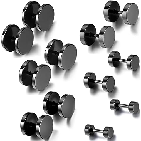 Aroncent Stainless Steel Black Stud Earrings Set Cover