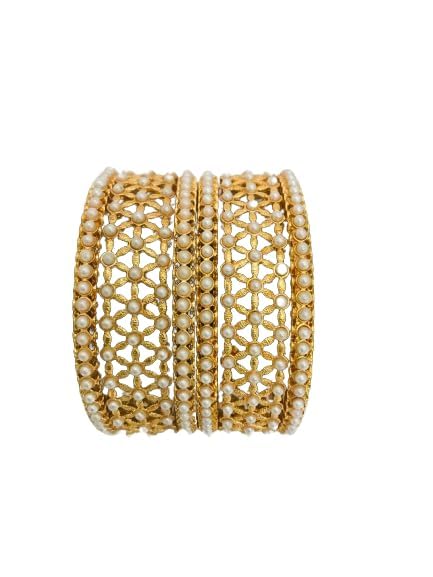 THE OPAL FACTORY Traditional Gold Plated Bangles Set of 6 for Women With Floral Jali Artificial White Moti (2.8) (B0CXQ1L6PJ) Amazon Price History, Amazon Price Tracker