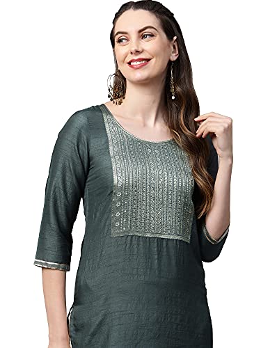 Image of INDO ERA Women's Polyester Solid Straight Kurta