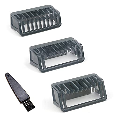 Guide Comb Body Skin for Philips Oneblade and Oneblade Pro QP2520 QP2530 QP2620 QP2630 QP6510 QP6520 Hybrid Electric Trimmer and Shaver Mixed Replacemen Pack Kit of 3PC 1MM 3MM 5MM with Brush