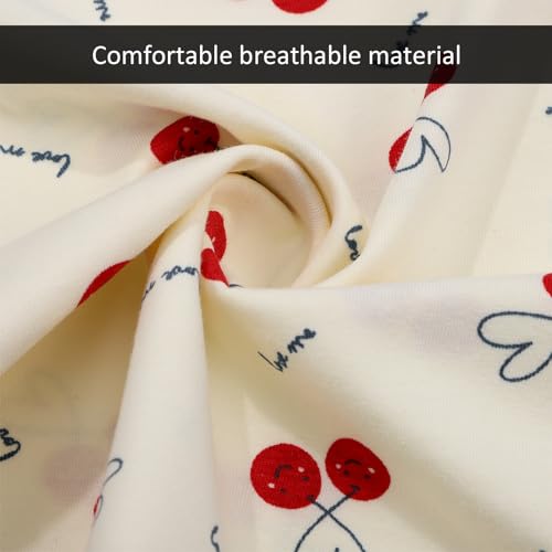 4 Pack Girls Tank Tops - Cotton Camisoles with Cute Prints (Cherry, Cat, Garden, Strawberry) - Breathable Undershirts for Toddlers Ages 100-110Cm2