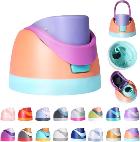 Ruzkq Replacement Lid for Owala Compatible with Owala Cup 16oz 24oz 32oz 40oz One Button Water Bottle Top Lid Replacement Accessory Leakproof BPA-Free Orange Purple