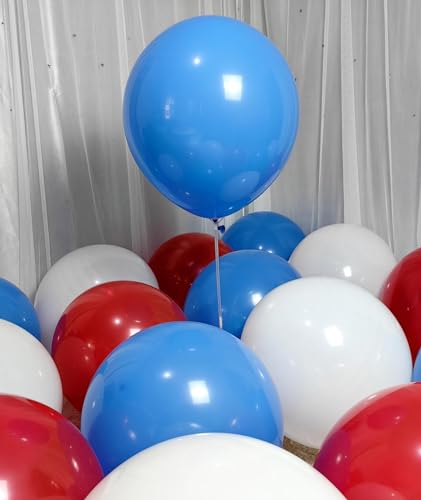Image of 90 Pack Red White Blue Balloons 18 Inch Latex Party Balloon in Bulk for Patriotic Party Supplies, Memorial Day, 4th of July, Veterans Day, Wedding, Baby Shower