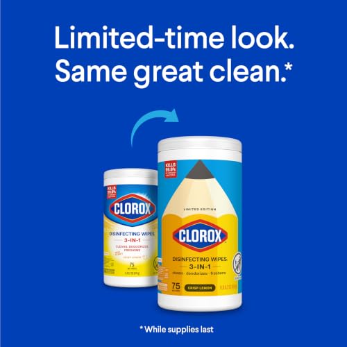 Image of Clorox Disinfecting Wipes Back to School, Bleach Free, Crisp Lemon, 75 Count, Pack of 2 (Package May Vary)