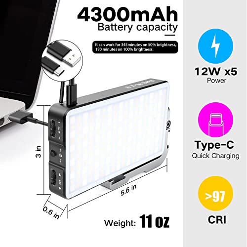 G2-Pocket-RGB-Camera-Light32Wh-Built-in-4300mAh-Rechargeable-Battery-360Full-Color-Gamut-9-Light-Effects2600-10000K-LED-Video-Light-Panel-with-Aluminum-Alloy-Body-Adjustable-Tripod-Stand