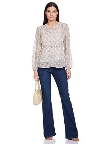 Image of Amazon Brand - Eden & Ivy Women's Georgette V-Neck Long Sleeve Regular Fit Shirt Top (Available in Plus Sizes)