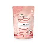 Gut Routine | Formule Tout en Un : 7g de Fibres, Probiotiques, L Glutamine | Digestion & Microbiote Intestinal | Vegan & Sans Gluten | Goût Fraise | Vegavero®