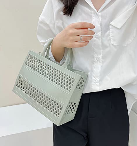 Image of Tote Bag Purses for Women Summer Mesh Beach Purse Large Capacity Shopping Basket Top Handle Handbag Jelly Storage Bag