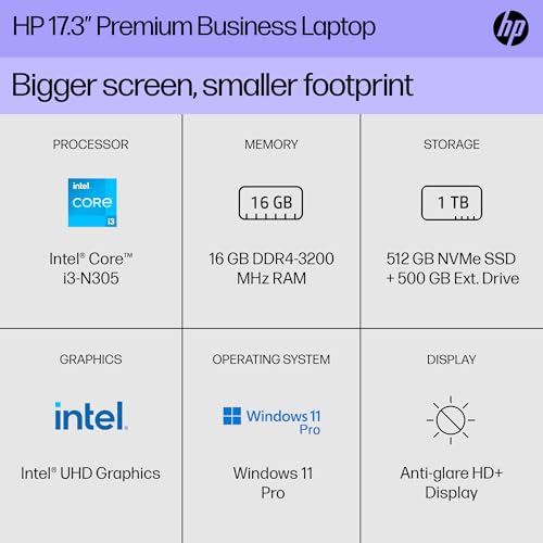 HP 17 Laptop 2025 Pavilion 17.3" HD+ Intel i3 8-Core 16GB 1TB SSD+Ext miniatura 2