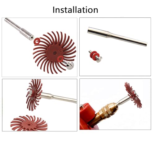 Image of Radial Bristle Disc Kit 1 Inch 7 Grit 35Pcs with 3mm Shank for Rotary Tools 80-2500 for Jewelry Wood Metal Polishing Cleaning Finishing Deburring