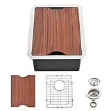 EcoChannels Undermount Kitchen Sink, 14 x 18 x 9 inch Kitchen Sinks 16 Gauge Stainless Steel Small B