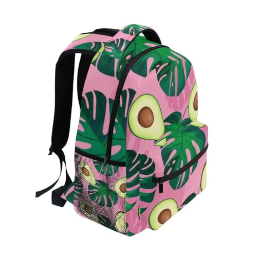Kids School Backpack, Lightweight Kids Travel Backpack for Boys Girls Back to School Supplies, 15L, Avocados Leaves Pink2