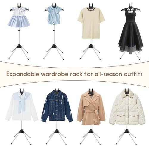 Abiglifty 34-63 Inch Adjustable T Shirt Display Adult for Vendors, Portable Hanging Black Metal Clothes Display, Hanger Rack for Clothing Dress