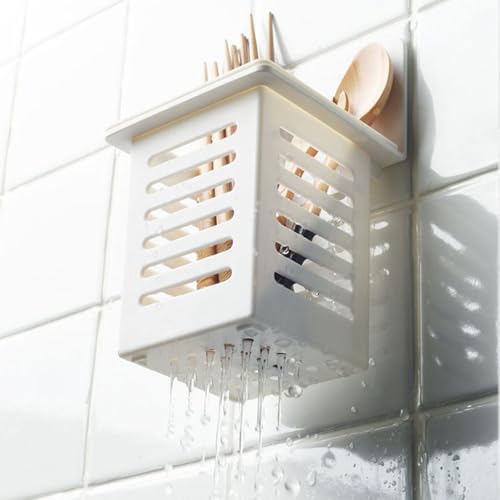 Image of Kitchen Tool Holder Wall-mounted utensils and Forks Spoons Rack,Drying Rack Space-saving,Storage of stationery, makeup brushes, and cleaning tools