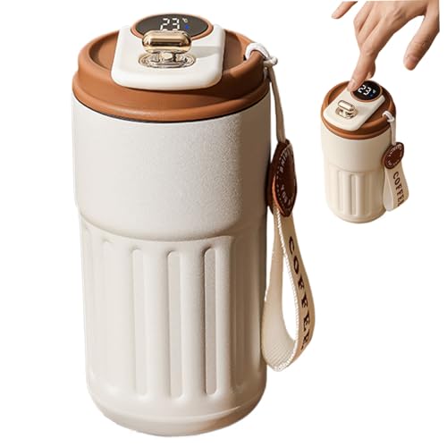Frasco con pantalla de temperatura Smart Termal Termal de 450 ml Taca de café Taza de viaje Taza de café Smart inteligente para, bebida caliente Viajamiento Browntemperatura