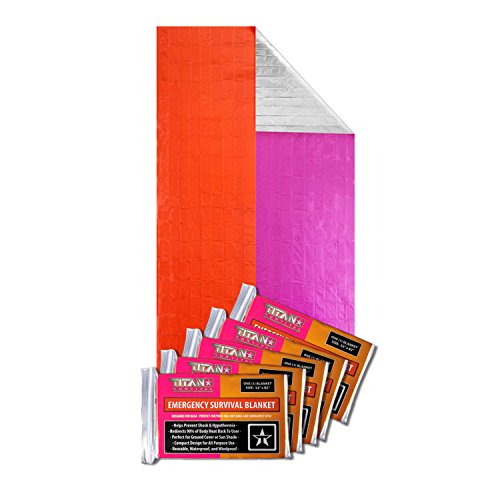 Titan Survival's Two-Sided Emergency Mylar Survival Blankets, 5-Pack (Signal Panel)