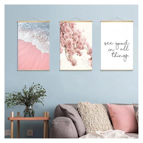 Tableau déco nature moderne avec affiche sur toile de plage et fleurs
