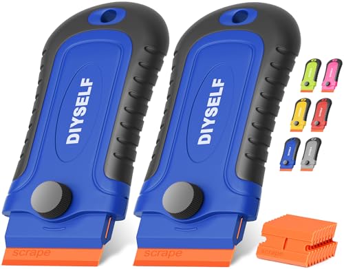 DIYSELF 2 Pcs Plastic Razor Blade Scraper with 10 Pcs