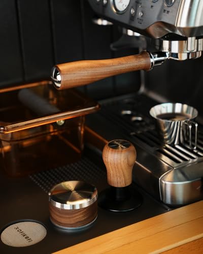 Image of Bottomless Portafilter 54mm for Breville Barista Express /Pro /Touch Walnut | Fits Breville 54mm Barista Express /Pro /Touch. Handcrafted American walnut handle. Bottomless for rich crema & shot monitoring