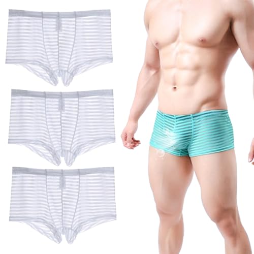 Calzoncillos tipo bóxer totalmente transparentes de malla fina de seda de hielo