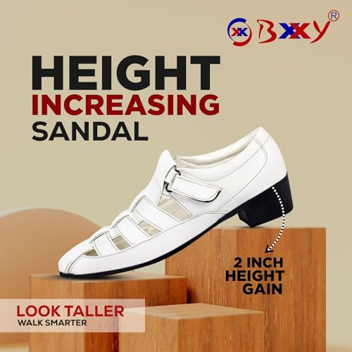 Image of BXXY Men's 2 inch Height Increasing Synthetic Material Formal Velcro Roman Sandals with Pu Sole.