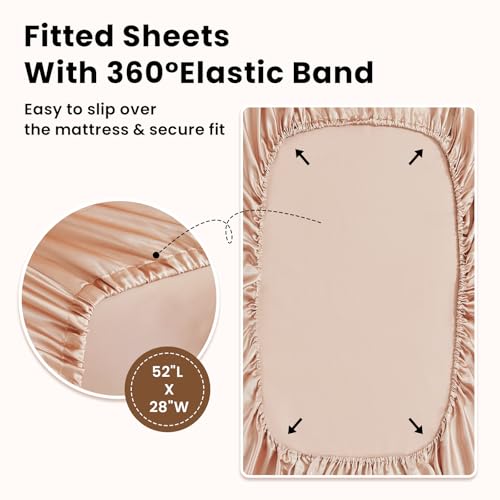 THXSILK Pure Silk Fitted Crib Sheet, Organic Crib Bedding-Ultra Soft, Smooth, 100% Top Grade Mulberry Silk, 28" x 52" x 8" (Champagne#1) - Image 7