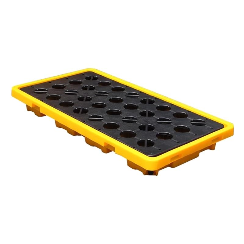 Paleta de contención de derrames industrial resistente, sumidero modular de almacenamiento de aceite, plataforma de carga de 130 x 68 x 15 cm, color amarillo para seguridad de garaje y almacén