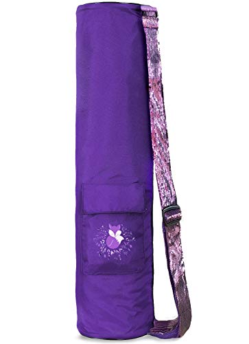 Fox Hill Fitness Yoga Mat Bag Sling Carrier with Pockets, Fully Lined