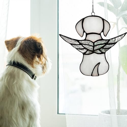 Stained Glass Angel Dog Memorial Gifts for Loss of Dog,Pet Memorial Gifts Suncatcher Ornament for Window Hanging,in Memory of Dog Passing Away Gifts,Pet Sympathy Gifts for Dogs Stained Glass Angel Dog Memorial Gifts for Loss of Dog,Pet Memorial Gifts Suncatcher Ornament for Window Hanging,in Memory of Dog Passing Away Gifts,Pet Sympathy Gifts for Dogs