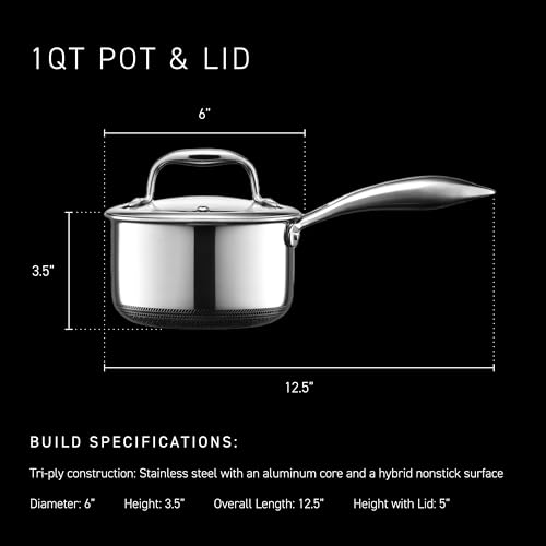 HexClad Hybrid Nonstick 1-Quart Saucepan with Tempered Glass Lid, Stay-Cool Handle, Dishwasher-Friendly, Oven-Safe Up to 900°F, Induction Ready, Compatible with All Cooktops by HexClad - Image 3