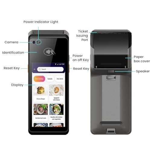 Image of POS Receipt Printer with Android 11, 5 Inch HD Touchscreen, Integrated 58mm Thermal Printer, 4G WiFi BT NFC, and 1D 2D QR Code Scanner for Retail