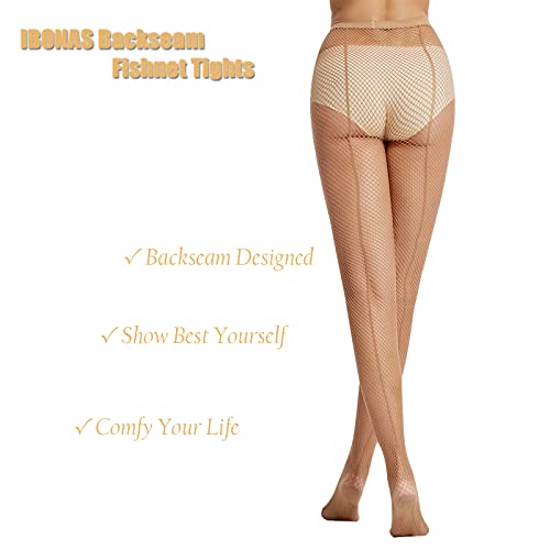 Image of Sheer Patterned Fishnet Tights - 2 Pack Back Seam Lace Fish net Pantyhose High Waist, Hollow Mesh Stocking