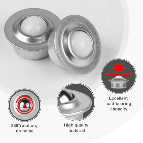 CPROSP 8 Stücke Kugelrollen 16 mm, Kugelrollenlager Nylon 360º, Möbelrollen Klein Kugelrollen, Rollen für Transport von Waren, Möbeln, Küchengeräte, Industriemaschinen