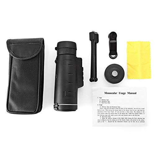 40X60 Monocular Telescope HD Night Vision Prism Scope With Phone Clip Tripod Stand