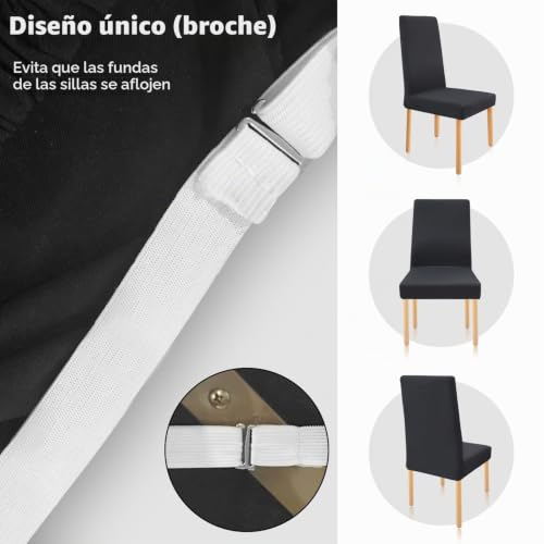 Miniatura 4 de Zindoo Fundas Sillas De Comedor Pack 4, Funda Sillas Comedor Elástica Desmontables Lavables Duradera Fundas Para Sillas De Comedor Sala Cocina Banquetes Oficina Hogar Restaurante Negro