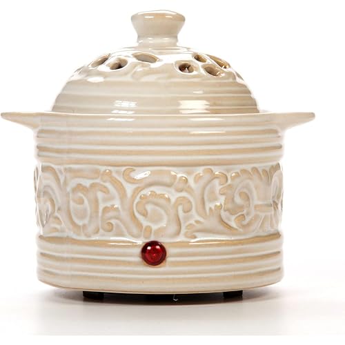 Hosley Cream Electric Potpourri Warmer 5.5 High Ideal Gift for Wedding Special Occasions Spa Aromatherapy Reiki Meditation Settings and Home Office
