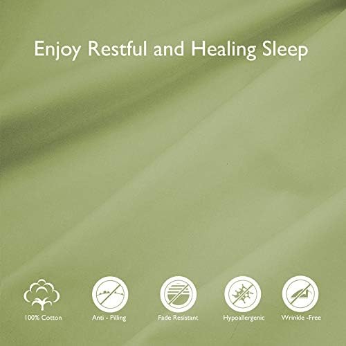 Callista 100% Cotton Sateen Sheet Set 300 Thread Count -Queen Size, Wrinkle-Free, Fade, Stain Resistant, Hypoallergenic -1 Flat Sheet, 1 Fitted Sheet and 2 Pillowcase -4 Piece Set -Sage