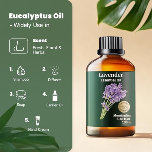 Aceite Esencial de Lavanda Puro, Mumianhua - Grado Terapéutico, Aceite de Lavanda Natural para Difusor, Humidificador, Lavaplatos, Cuidado de Piel y Cabello, Fabricación de Velas y Relajación - 100ml - imagen 5