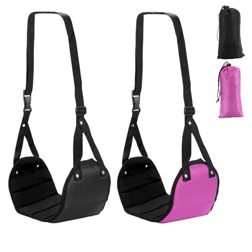 Lot de 2 pédales d'avion + 2 sacs de rangement, repose-pieds d'avion, hamacs, pédales de voyage portables, pédales volantes, pédales à hauteur réglable, accessoires de voyage
