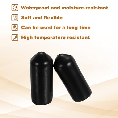 Image of uxcell 88Pcs Rubber End Caps, 7mm(1 /4 inch) ID 17mm(11 /16 inch) Height Round Screw Thread Protectors Flexible Screw Bolt Covers Caps for Metal Tube Rod Bolt, Black