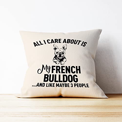 French Bulldog Mom Gifts Throw Pillow Cover, French Bulldog Lover Gift, 18 X 18 Inch Funny French Bulldog Dog Cushion Cover For Sofa Couch Bed, French Bulldog Owner Gift #TOP1