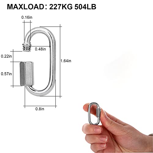 Uporstvo Quick Link 5/32Inch 304 Stainless Steel, 50Pcs Oval Threaded Chain Link M4,D Shape Repair Chain,500Lbs Capacity,Large Dog Chain,Camping Equipment #TOP2