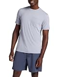Gaiam Men’s Stretch Tech T-Shirt with Pocket, Standard Fit, Stretch Midweight Material, Sleet, Large