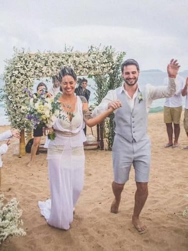 Mens Suit for Wedding Vest and Pants Slim Fit 2 Piece Linen Casual Summer Suit for Homecoming Summer Wedding4