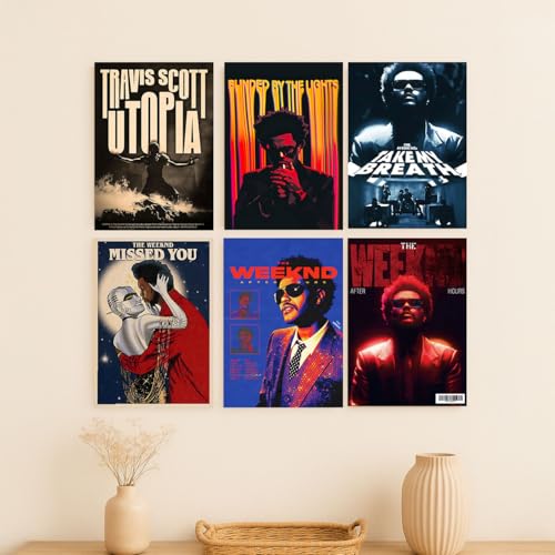 Image of Wallgasm The Weeknd Posters - Set of 6, 8x12 inch (A4 Size) 300 GSM | Music, Pop, RnB Posters, for Room, Aesthetic Room Decor Item