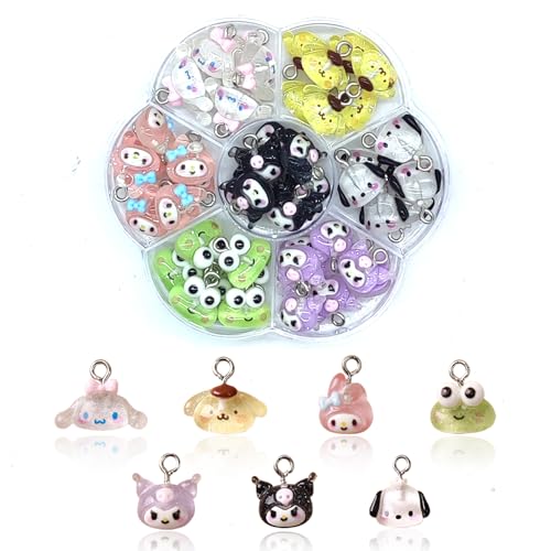 YOKUSHI 42 PCS Cute Cartoon Resin Charms for Jewelry Making Bulk 3D Mini Pendant Animal Ornament DIY Craft for Bracelets Necklaces Earrings Keychain (Transparent)