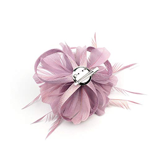 Bcdlily Flower Feather Fascinators Hat Women Tea Party Vintage Derby Wedding Cocktail Clip Headpiece(Light Purple) #TOP1
