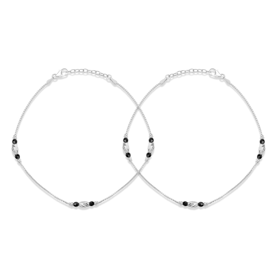 925 Sterling Silver Sable Serenity Black Beads Rhodium Plated Women's Elegant Anklet (Pair) | Gift for Women and Girls | With Certificate of Authenticity and 925 Hallmark|Mother's Day-image-36