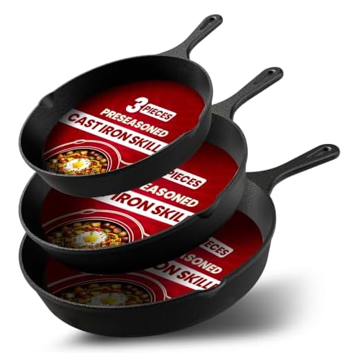 Utopia Kitchen Cast Iron Skillet Set 3 Piece 6 8 10 Inch PFAS-Free Black